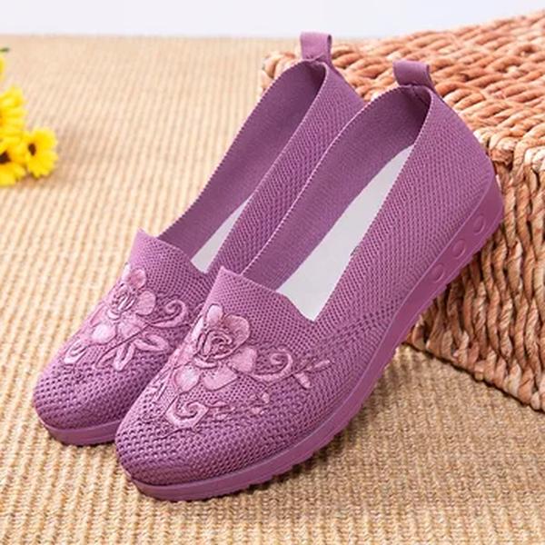 Sapatos de pano respirável para mulheres, fundo macio, sapato de mãe antiderrapante, corte baixo, deslizamento, casual, à prova de choque, primavera, verão, popular, novo