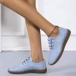 Sapatilhas de couro com renda para mulheres, mocassins plataforma, sapatos casuais para mães, tendência primavera, 2023