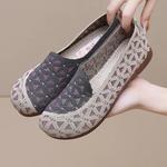Mocassins de malha antiderrapante, oco para mulheres, sapatos casuais leves, sapatilhas respiráveis, dedo do pé redondo, conforto, verão