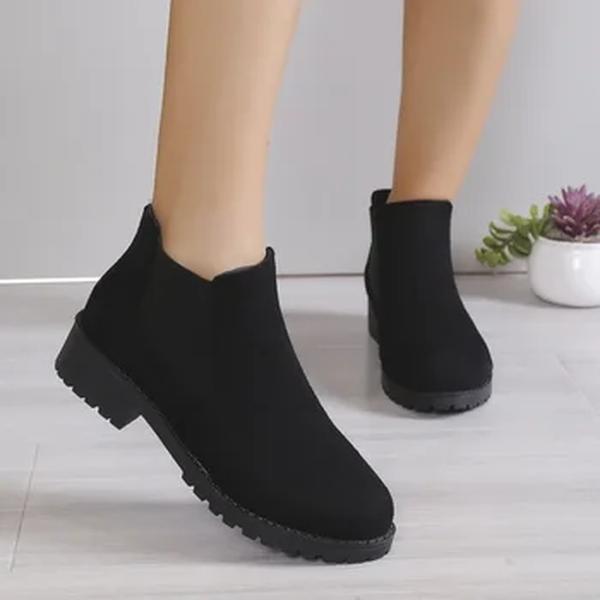 Botas elásticas para mulheres, botas de plataforma de dedo do pé redondo, sapatos casuais de fundo plano para senhoras, salto quadrado, primavera e outono