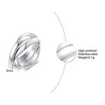 Anel de noivado triplo, compromisso de presente para o dia dos namorados, aço inoxidável três em um