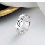 Prata 925 Pura Letra Inglês Anel Feminino, Real 100% de Prata, Onda Irregular, Moda Punk, Jóias Coreanas, Chunky de Luxo Anéis, Presente, Novo