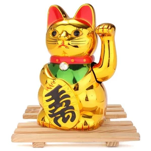 Figura Lucky Cats com Braço em Movimento, Golden Beckoning, Acenando Lucky Cats, Riqueza Chinesa, Feng Shui, Decoração da Casa, Decoração do Hotel, Clássico, 1Pc