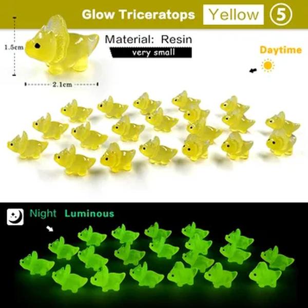 Luminous Dinosaur Glow Resin Figurine, Triceratops, Modelo Animal dos desenhos animados, Decoração de casa, Fairy Garden Decoração Acessórios, Novo, 2023