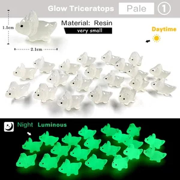 Luminous Dinosaur Glow Resin Figurine, Triceratops, Modelo Animal dos desenhos animados, Decoração de casa, Fairy Garden Decoração Acessórios, Novo, 2023