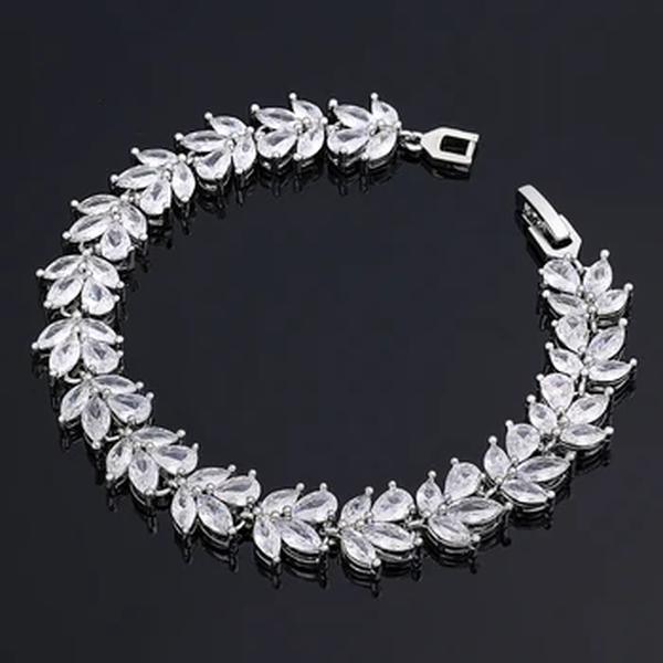 Conjunto de jóias de casamento nupcial para mulheres, gota d'água, colar e brinco, acessórios do casamento, populares, 4 peças, 2024