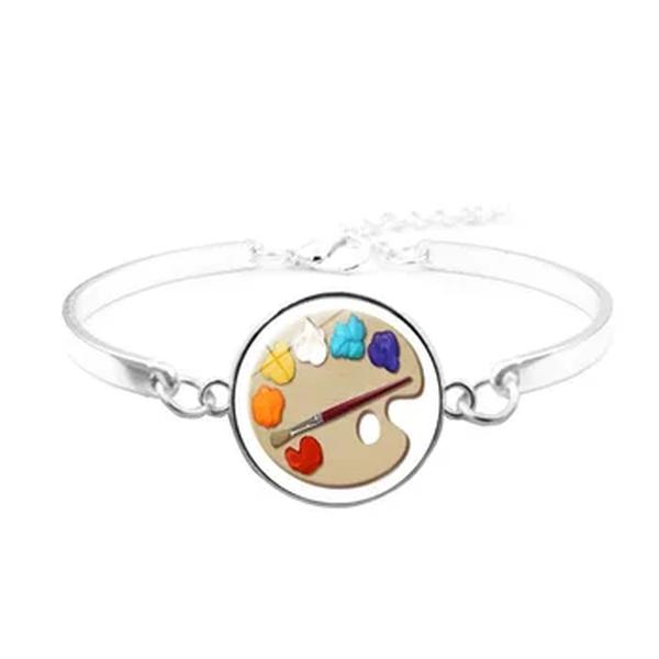 Conjunto de Jóias de Vidro para Mulheres, Panelas de Artista Criativo, Colar, Pulseiras, Brincos, Paleta, Meninas