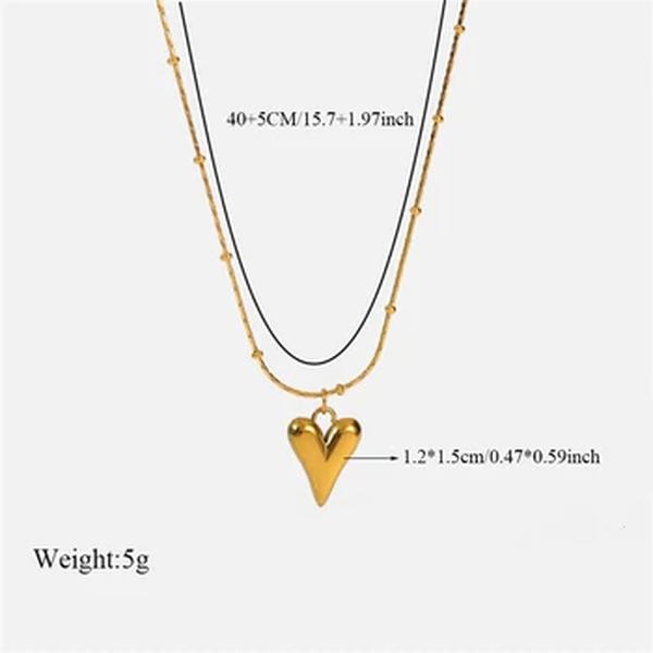 GANEMLY-Aço Inoxidável Coração Amor Colar Pingente e Brincos Conjunto para Mulheres, Banhado A Ouro 18K Jóias, Lady Gift, Moda, 316L