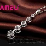 925 Sterling Silver Brincos Longos e Colares Conjunto para Mulheres, Jóias De Casamento, Cor De Cristal, Pingentes