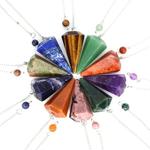 Pêndulo de Cristal para Adivinhação Radiestesia, Pedras Naturais, 7 Chakra, Meditação Espiritual, Pingente de Cura Reiki