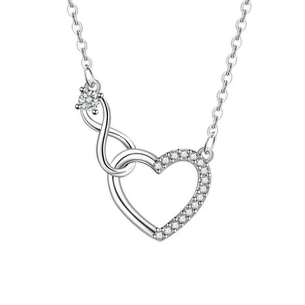 GaaBou-925 Sterling Silver Heart Interlocking Colares para Mulheres, Zircão, Jóias de Luxo, Presente Feminino, Itens Frete Grátis