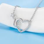 GaaBou-925 Sterling Silver Heart Interlocking Colares para Mulheres, Zircão, Jóias de Luxo, Presente Feminino, Itens Frete Grátis