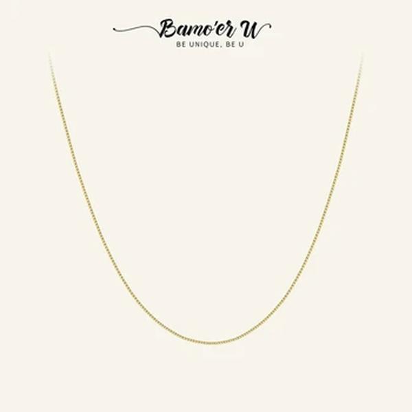 Bamoer u 925 prata esterlina simples corrente colar banhado a ouro moda colar para feminino correspondência nupcial presentes de casamento jóias
