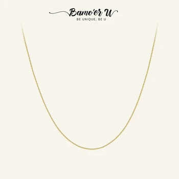 Bamoer u 925 prata esterlina simples corrente colar banhado a ouro moda colar para feminino correspondência nupcial presentes de casamento jóias