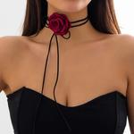 Colar gargantilha floral grande elegante para mulheres, corrente de corda atada longa feminina, joias com gola no pescoço, moda, 2023