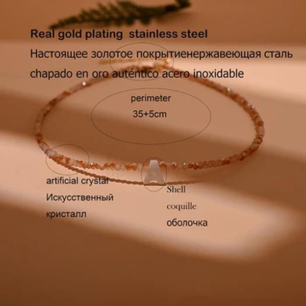 Colar Inicial de Aço Inoxidável para Mulheres, Cristal Brilhante, Carta Madrepérola, Jóias da Moda Feminina