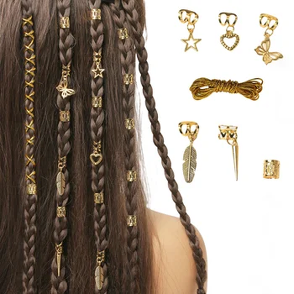 Dreadlock Hair Rings para Mulheres e Meninas, Clipe de Punhos Ajustável, Tranças Sujas, Talão Hairpin, Acessórios Headwear, 27pcs