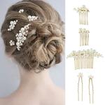 Crystal Pearl Pearl Hair Comb, Headband, Hairpins, Hairbands, Jóias Do Casamento, Headwear, Bridal Hair Acessórios, 5pcs