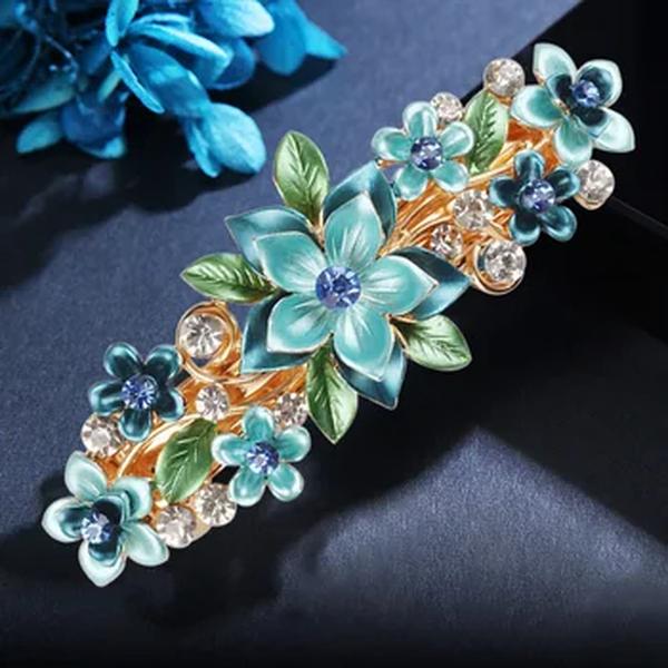 Versão Coreana de Crystal Flower Hairpin Feminino, Clipe de Primavera, Pintura, Laca Plate, Top, Moda Fascinante, Jóias