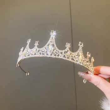 Rhinestone brilhante luxo casamento coroa, tiaras para mulheres, noivas tiaras e cocares, jóias elegantes e versáteis
