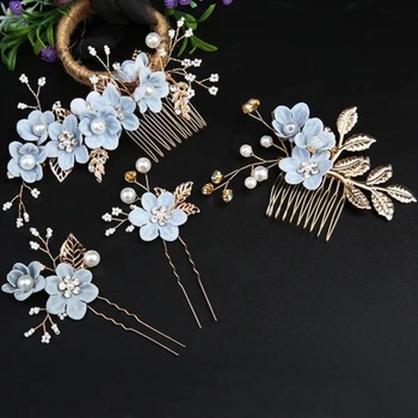 Casamento noiva hairpin para mulheres, grampos de cabelo, pérola, strass, flor, pentes, hairband, jóias, acessórios