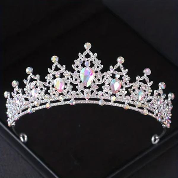 Cabelo casamento Tiara Cristal Nupcial Tiara Coroa Cor Prata Diadema Veil Tiaras Acessórios para cabelo casamento Headpieces Cabeça Jóias