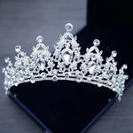 Cabelo casamento Tiara Cristal Nupcial Tiara Coroa Cor Prata Diadema Veil Tiaras Acessórios para cabelo casamento Headpieces Cabeça Jóias