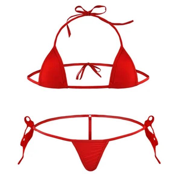 Conjunto de biquíni de praia para mulheres, conjunto de lingerie, sem encosto, estilo de corpo, corda, garfo alto, sutiã, praia, férias, novo