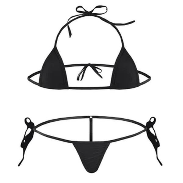 Conjunto de biquíni de praia para mulheres, conjunto de lingerie, sem encosto, estilo de corpo, corda, garfo alto, sutiã, praia, férias, novo
