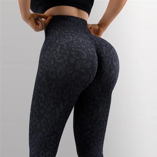 Calça de Yoga de cintura alta para mulheres Leggings sem costura, levantamento de bumbum sólido, Booty Sportwear, ginásio apertado Push Up Fitness Leggings