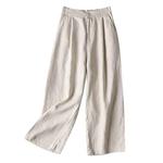 Calças femininas de algodão, calças largas de verão, cor sólida, capris casual vertical, cintura alta, perna larga, comprimento de carga