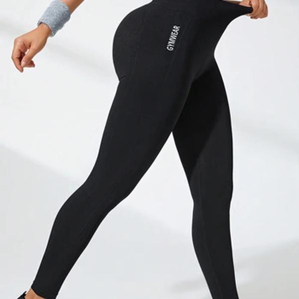 Cintura alta sem costura yoga leggings para mulheres, respirável calças esportivas, levantamento de bunda, alta elástico, carta, ginásio desgaste