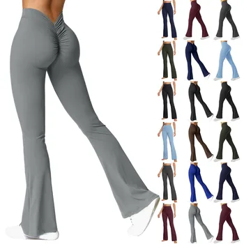 Mulheres Stretch Yoga Leggings, Fitness, Corrida, Ginásio, Esportes, Comprimento total, Calças ativas, Calças largas