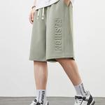 Calça curta de algodão solto monocromático masculina, shorts casuais retos, tamanho grande, shorts para letras moda verão, novo, 8XL, 2024