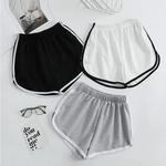Shorts esportivos listrados para mulheres, shorts soltos simples, curto emagrecedor casual para senhoras, cintura alta, monocromático, moda verão