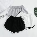 Shorts esportivos listrados para mulheres, shorts soltos simples, curto emagrecedor casual para senhoras, cintura alta, monocromático, moda verão