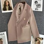 Blazer feminino elegante casual coreano, terno cor sólida, casacos femininos de luxo, emenda roupas de senhora do escritório, primavera, outono, nova moda