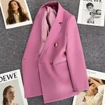 Blazer feminino elegante casual coreano, terno cor sólida, casacos femininos de luxo, emenda roupas de senhora do escritório, primavera, outono, nova moda