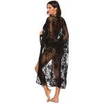 Fato de banho feminino Floral Lace Sheer Flowy, Beach Cover Ups, Quimono Longo Aberto, Cardigan