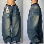 Jeans largos de cintura alta feminino, Hip-Hop americano, vintage, Harajuku, Y2K, calças largas, gótico, calças largas, streetwear, novo, 2024