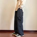 Calça de bolso grande masculina, calça jeans retrô casual, de rua alta coreana Y2K, para festa diária, cor sólida, nova, 2022