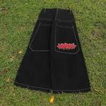 High Street Jnco Bordado Demin Jeans para homens e mulheres, Hip Pop, ajuste solto, calças largas para casal, cintura média, Knock Trendy