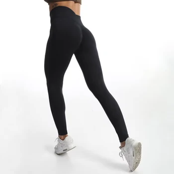 CUHAKCI-Leggings de ioga sem costura feminina, cores puras, slim fit, calça lápis casual preta, jeggings elásticos altos, calças de treino