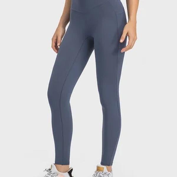 Neoagym-as caneleiras da ioga com bolsos laterais para mulheres, ostenta a calça com cintura transversal, 25 polegadas, sem assento dianteiro