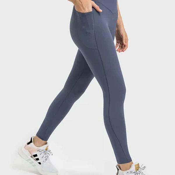 Neoagym-as caneleiras da ioga com bolsos laterais para mulheres, ostenta a calça com cintura transversal, 25 polegadas, sem assento dianteiro