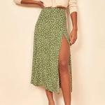 Jocoo Jolee-Saia Longa com Estampa Floral Leopardo Feminina, Cintura Alta Sexy, Saias Split Midi, Elegante Bodycon, Senhora do Escritório, Linha A