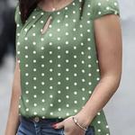 ZANZEA-blusa feminina de manga curta com bolinhas, camisa casual com gola O, trabalho e férias, túnica feminina, verão, 2024