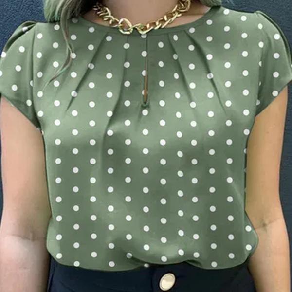 ZANZEA-blusa feminina de manga curta com bolinhas, camisa casual com gola O, trabalho e férias, túnica feminina, verão, 2024