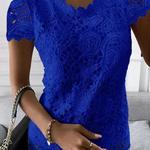 Blusa feminina de renda com decote em O, Tops Patchwork, Streetwear Casual, Tops Monocromáticos, Roupas Elegantes da Moda Vintage, Y2k