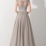 BABYONLINE vestido de robe de soirée A Linha Vestidos Dama de honra para Contas de Pérolas Festa de Casamento Chiffon Longo Illusion Voltar Vestidos שמלות שושבינה